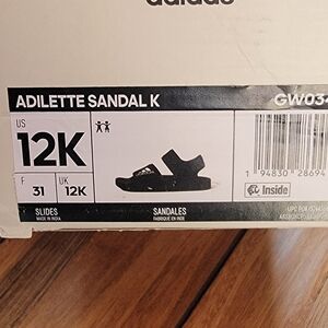 Adidas Kids Adilette Sandal - Black and White